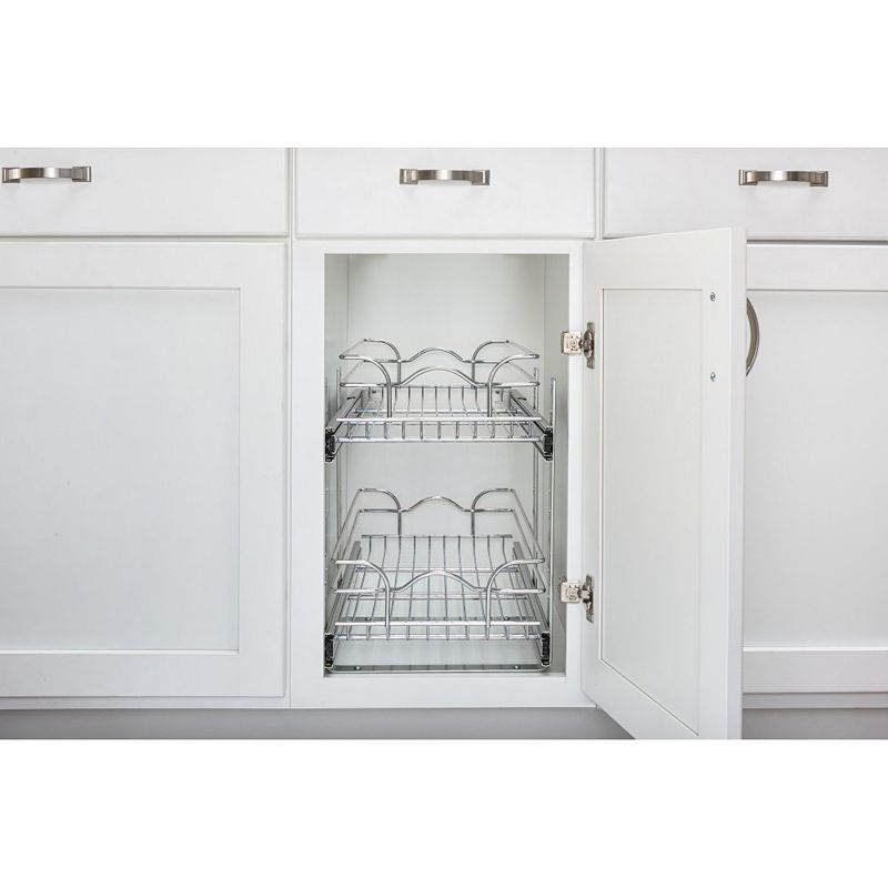 Rev-A-Shelf Kitchen Cabinet Pull Out Shelf Organizer， 12 x 18 In， 5WB2-1218CR-1