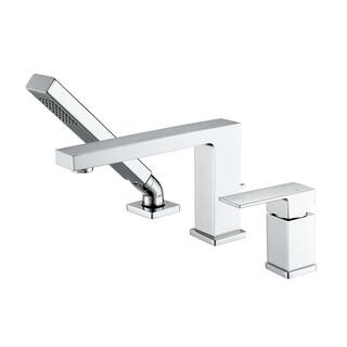 LUXIER Single-Handle Deck-Mount Roman Tub Faucet with Hand Shower in Chrome RTF17-TC