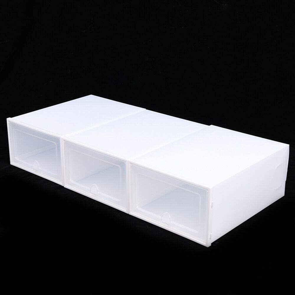 20x Shoe Storage Box Sneaker Case Stackable Container PP Plastic White with Lid