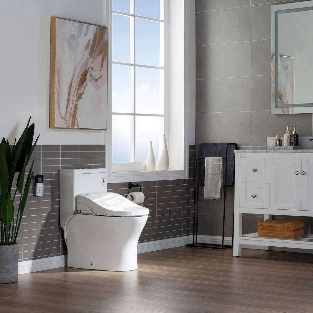 WOODBRIDGE Journey One Piece 1.1GPF1.6 GPF Dual Flush Elongated Toilet with Advance Smart Bidet Toilet in White T-0022