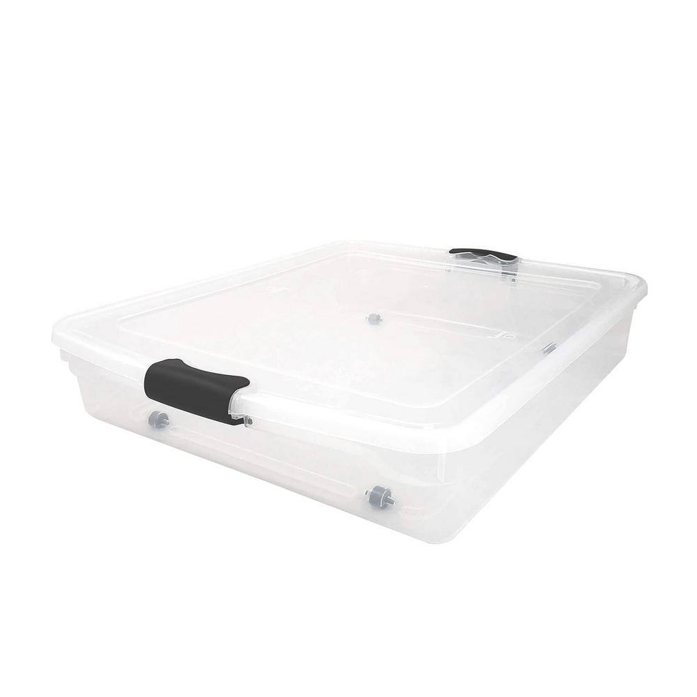 HOMZ 56 qt FullQueen Underbed Clear Plastic Latching Storage Container 4-Pack 2 x 3460CLGRDC.02