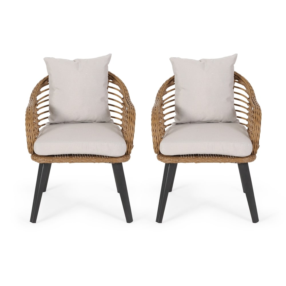 Tatiana Outdoor Wicker Club Chairs with Cushions (Set of 2) by Christopher Knight Home