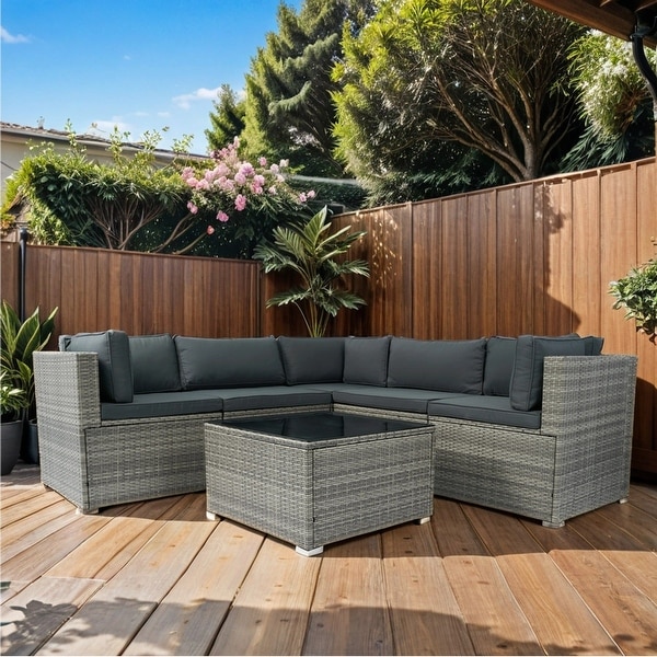 Grey AllWeather Sectional Sofa Outdoor Furniture Set