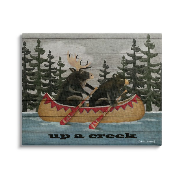 Stupell Industries Up A Creek Woodland Cabin Canoe Canvas Wall Art