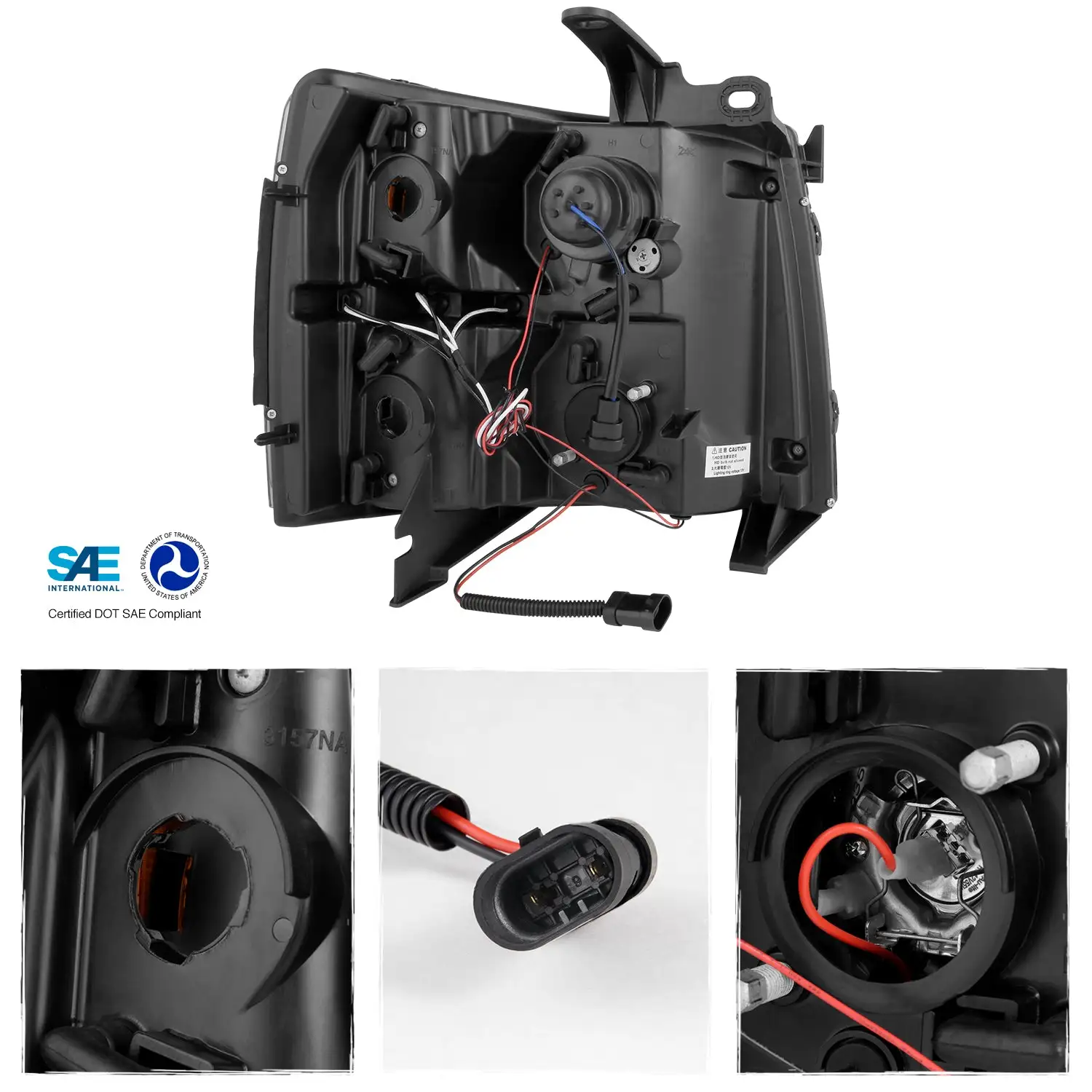 [LED Upgrade]For 07-13 Chevy Silverado Halo Projector Headlights + Tail Lights