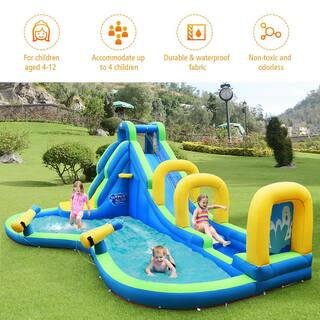 Costway Multi-Color Inflatable Water Slide Kids Bounce House Castle Splash Pool without Blower OP70401