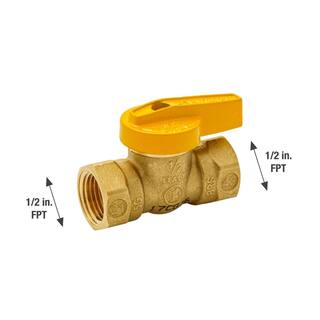 Everbilt 12 in. Brass Lever-Handle FPT 1-Piece Body Gas Ball Valve 110-523EB