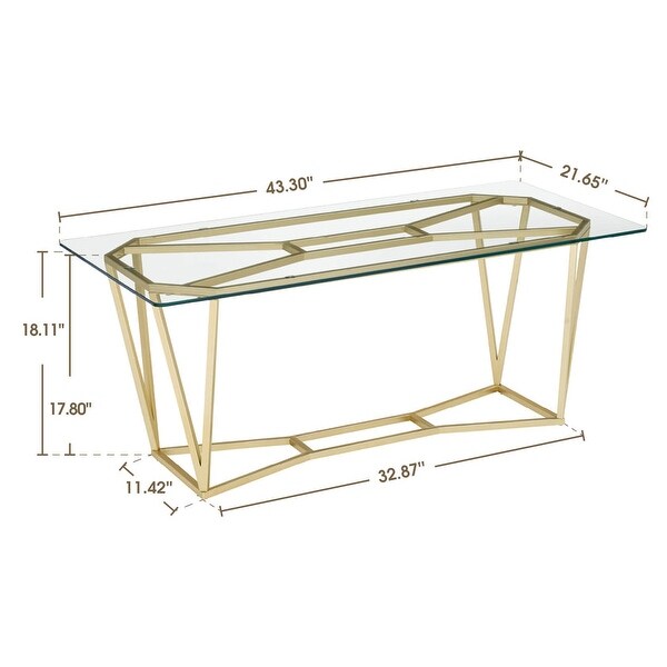 Ivinta Modern Glass Coffee Table for Living Room，Gold Finish 57GS