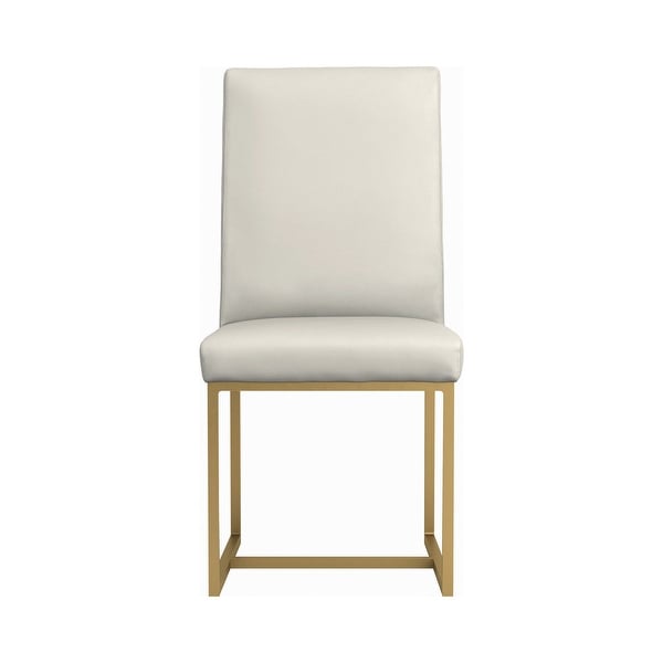 19 Inch Dining Chairs， Set of 2， White Vegan Faux Leather， Parson Style