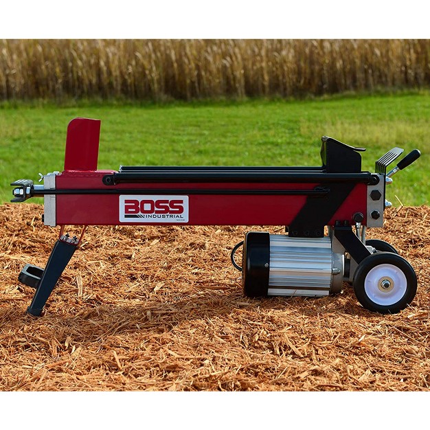 Boss Industrial 5 Ton Lightweight Powerful Hydraulic Electric Firewood Log Splitter With Mobile Transport Rubber Wheels For Home Or Cabin