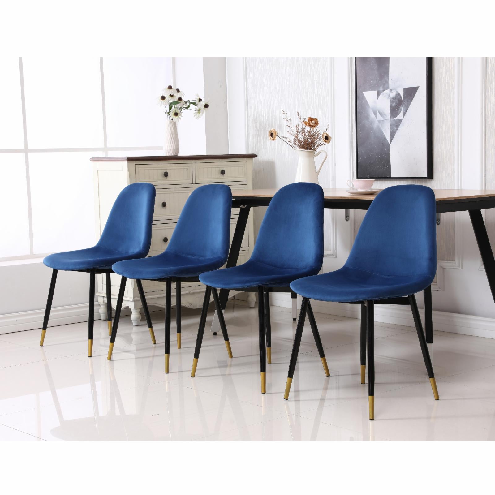 Roundhill Furniture Lassan Contemporary Fabric Dining Chair - Set of 4