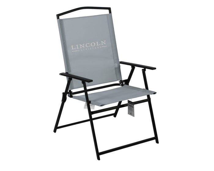 Lincoln Outfitters XL Sling Folding Chair， Gray - 89-271-0204