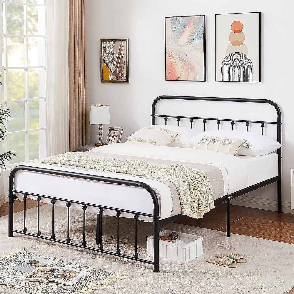 Taomika Bedroom Set Black Bed Frame and 2 Drawer Nightstand Set of 2