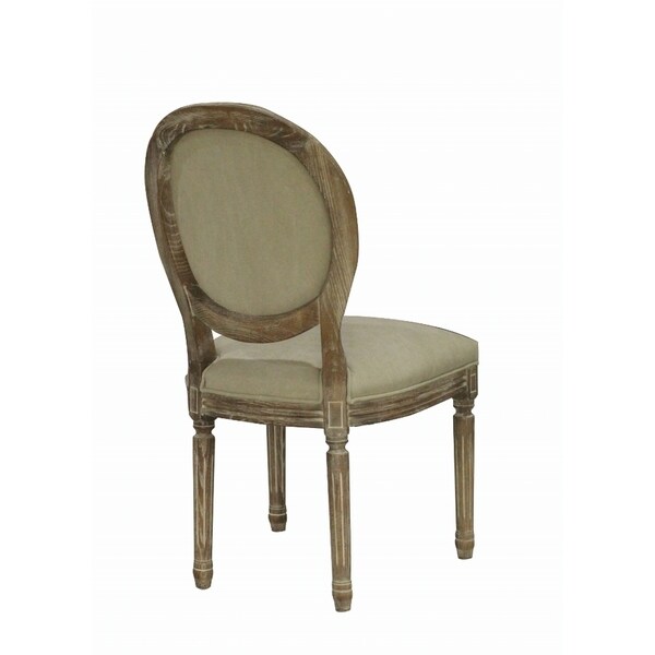 Louis French Antique Wood Tufted Oval Dining Chair