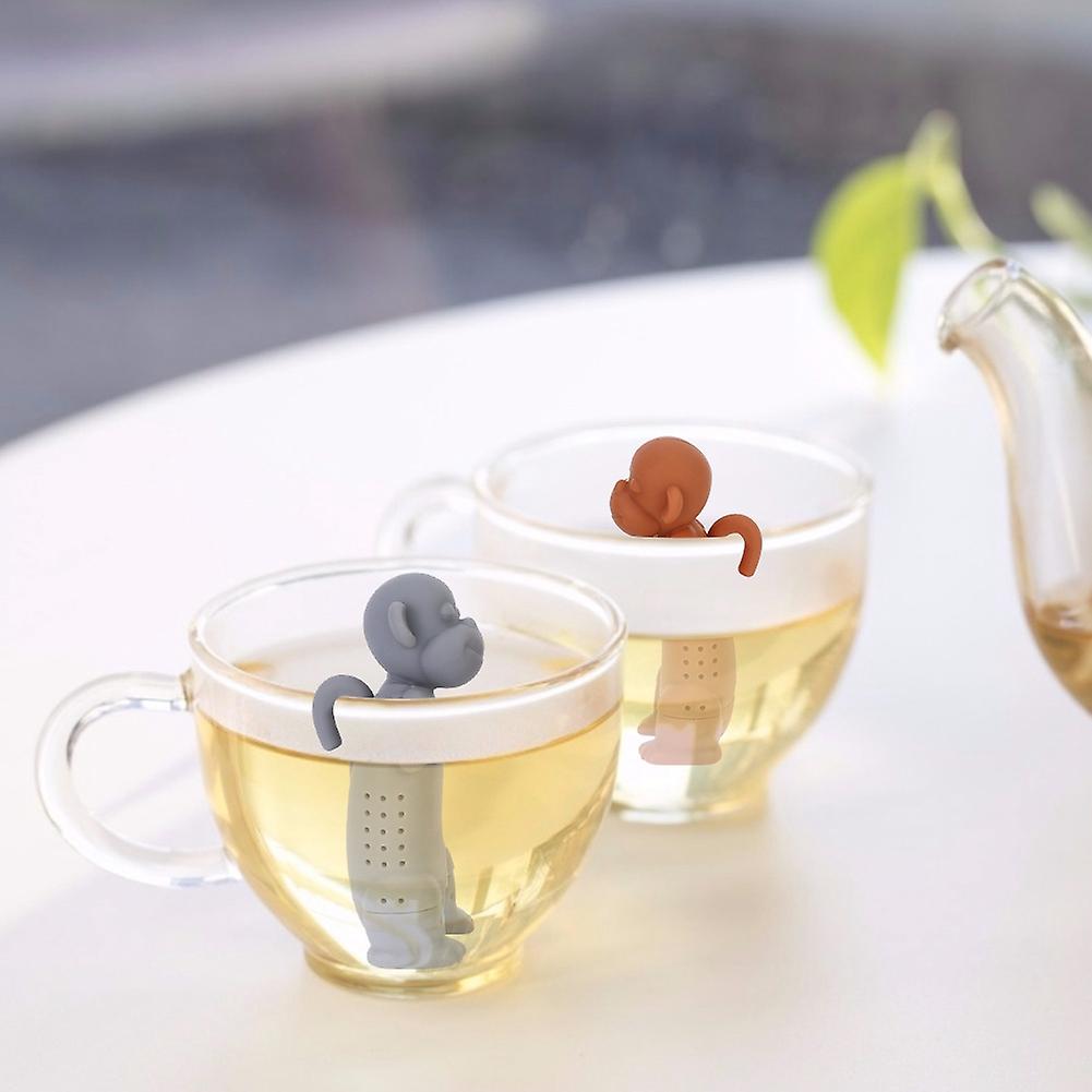 2pcs Silicone Cute Cartoon Monkey Loose Tea Strainer Infuser Filter Tea Accessory