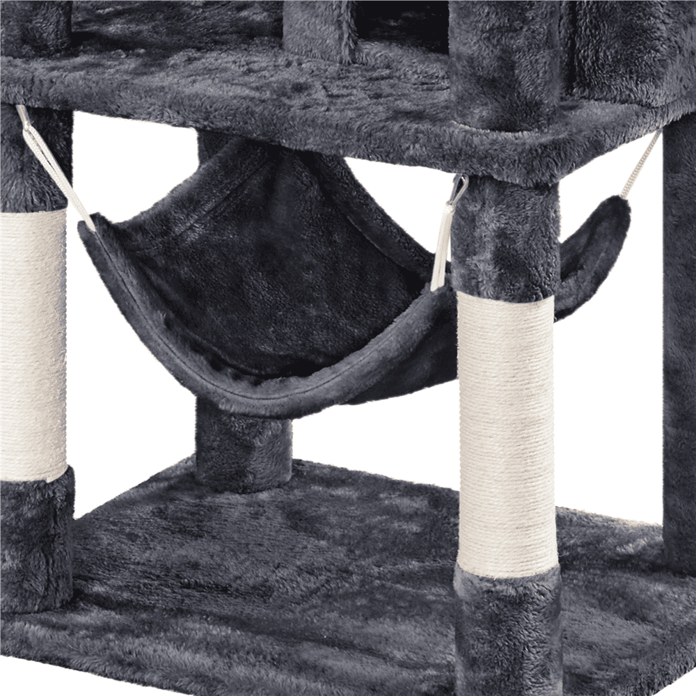 Easyfashion 67'' H Multi-Level Cat Tree Cat Tower with Condos， Dark Gray