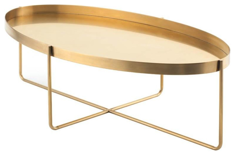 Gaultier Gold Metal Oval Coffee Table   Contemporary   Coffee Tables   by Old Bones Co.  Studios  Houzz