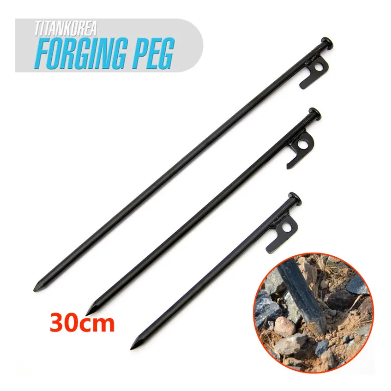 40cm Outdoor Camping Stainless Steel Tent Pegs Tent Stake Outdoor Camping Hiking Travelling Carbon Steel Accept Customized Logo