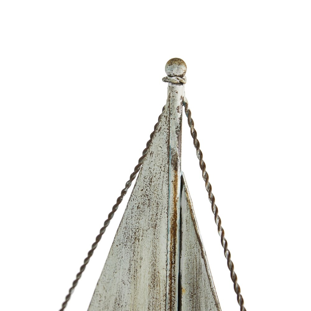 Blue Metal Coastal Sail Boat Sculpture (Set of 2)   S/2 17\