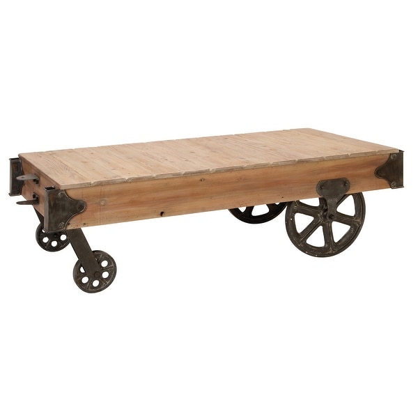 Utility Item Used Often Natural Wood Cart Coffee Table