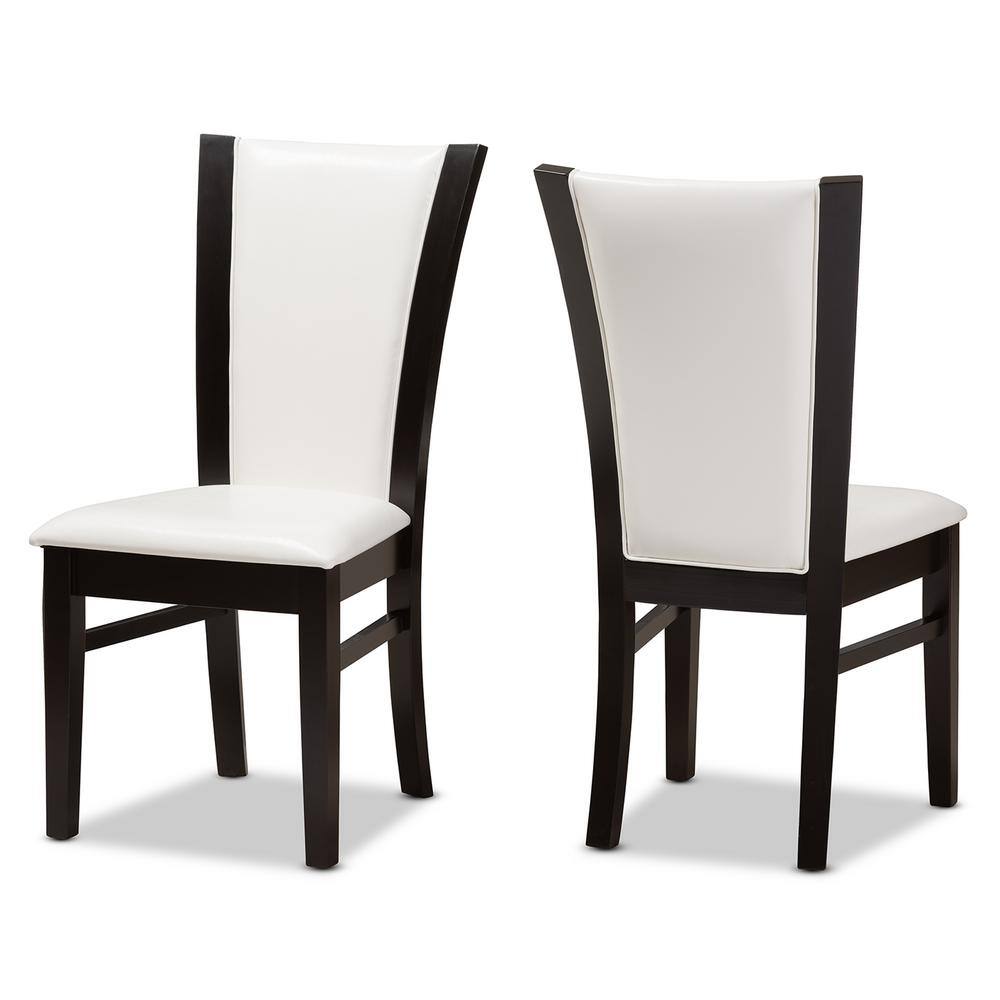 Baxton Studio Adley White and Dark Brown Faux Leather Dining Chair (Set of 2) 2PC-8034-HD