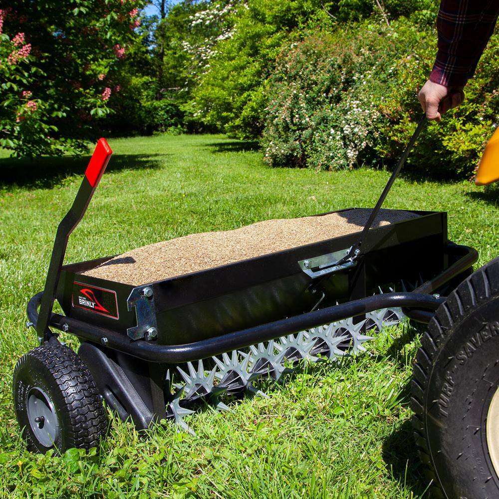 Brinly-Hardy AS2-40BH-G 40 in. Tow-Behind Combination Aerator Spreader with 3-D Steel Tines and Pneumatic Tires