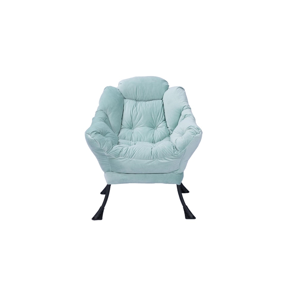 Living Room Chairs Modern Cotton Fabric Lazy Chair Single Steel Frame Leisure Sofa Chair with Armrests and A Side Pocket