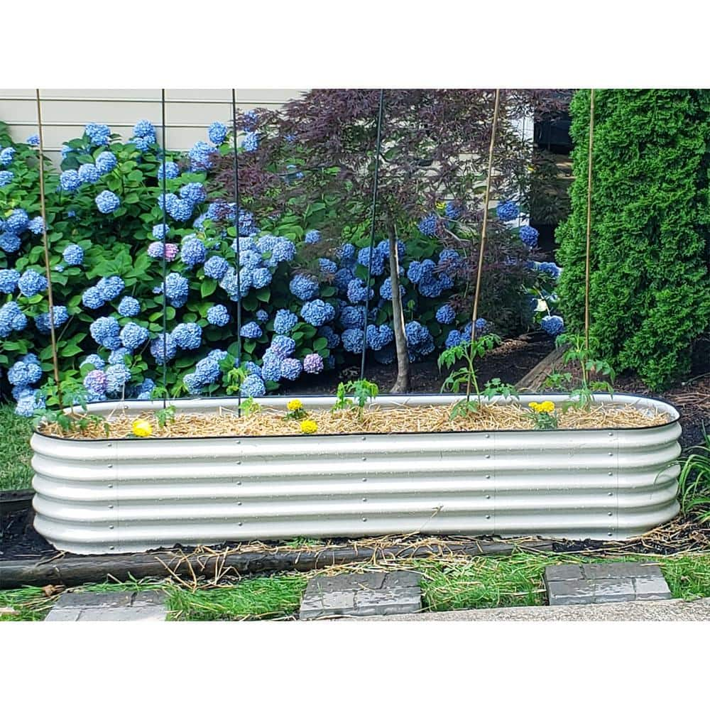 vego garden 17 in. Tall 9-In-1 Modular Pearl White Metal Raised Garden Bed Kit VB9N117W