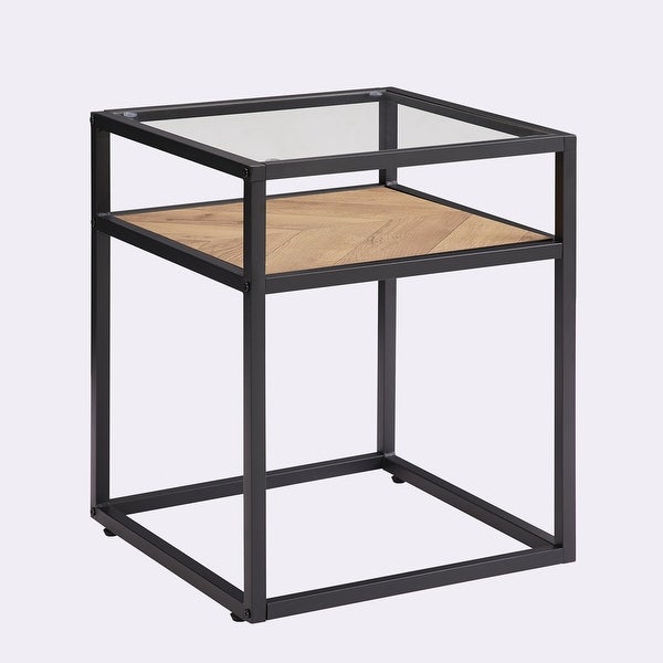 2-Tier Side Table Tempered Glass Top