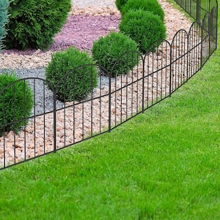 Oumilen Garden Fence 10 ft. L x 16.5 in. H Rustproof Metal Wire Panel Arched PL2109-A47