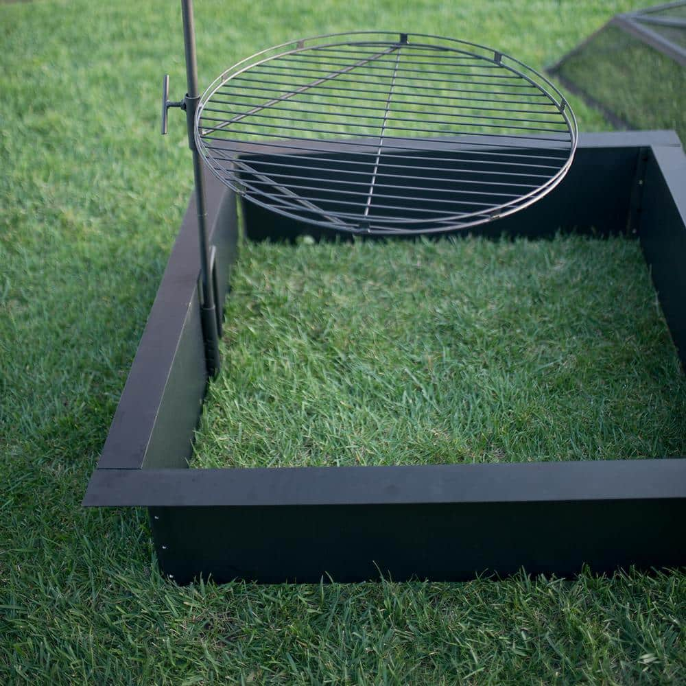 BLUE SKY OUTDOOR LIVING 36 in. x 10 in. Square Steel Wood Fire Pit Ring in Black Porcelain Coated Finish PCFF3636