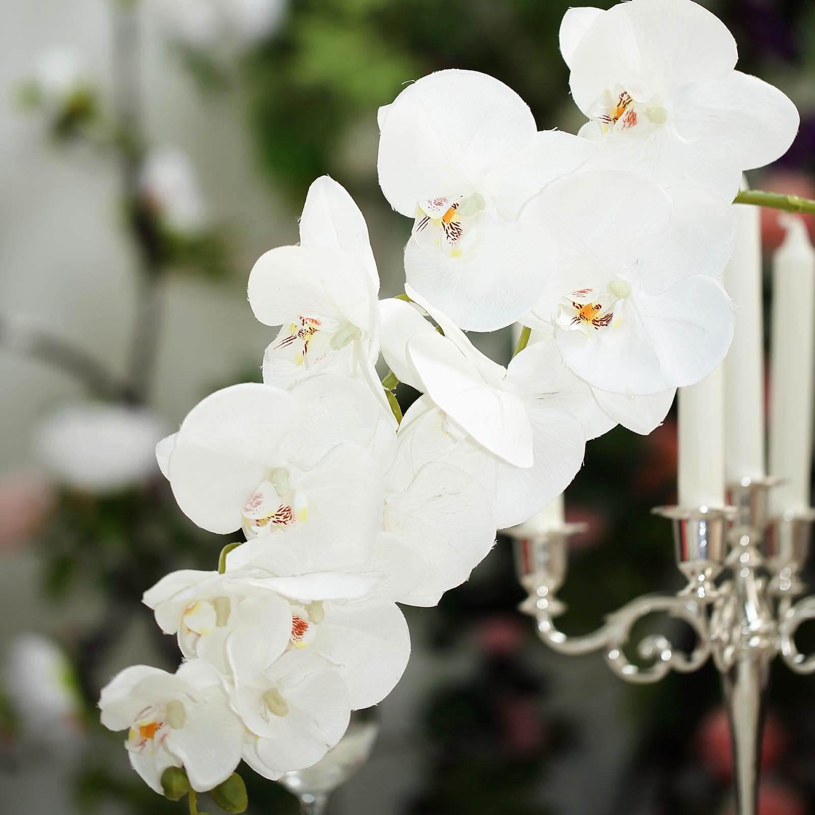 2 Stems White Artificial Silk Orchid Flower Bouquets 40