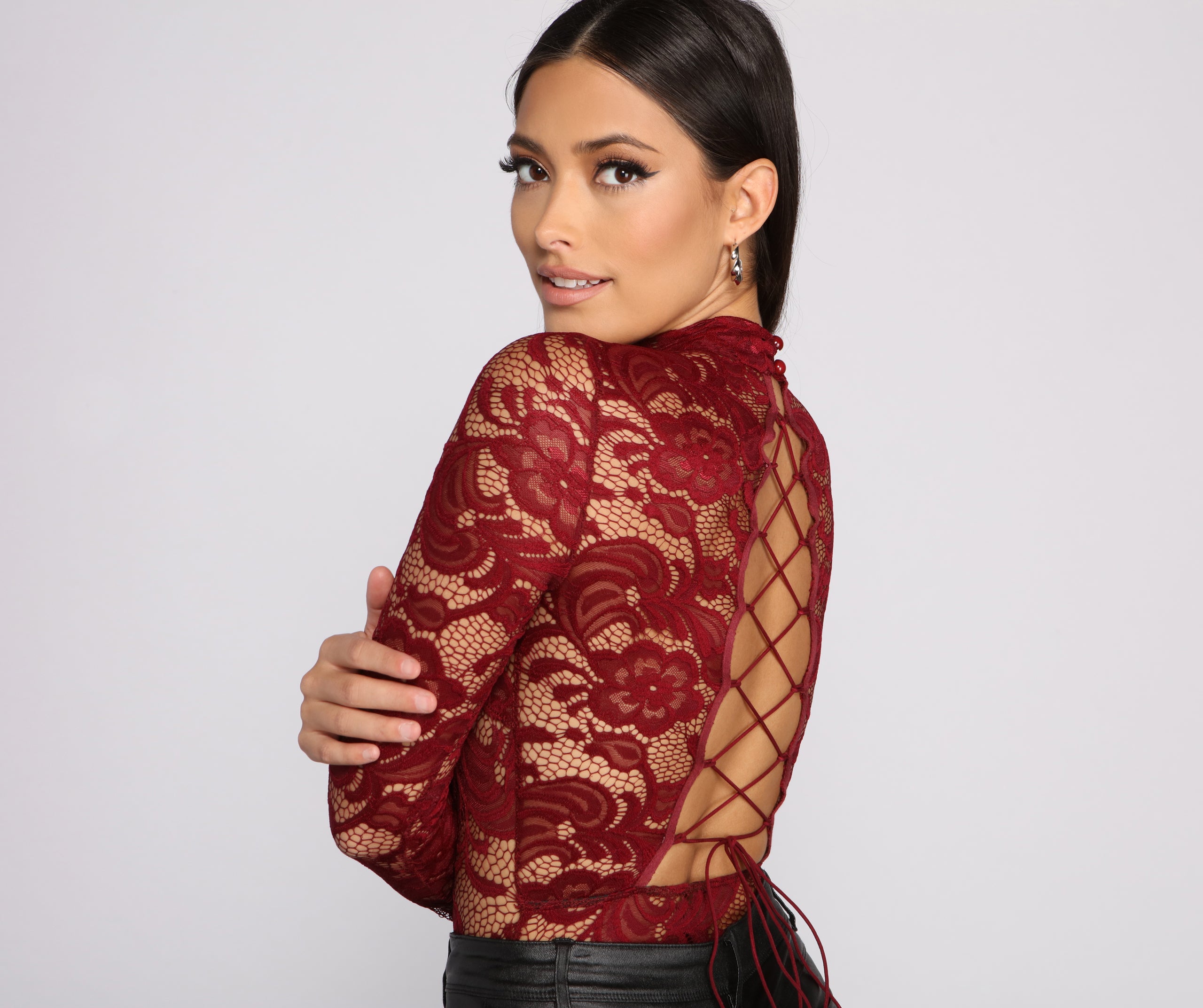 Glam It Up Lace Lattice Back Bodysuit