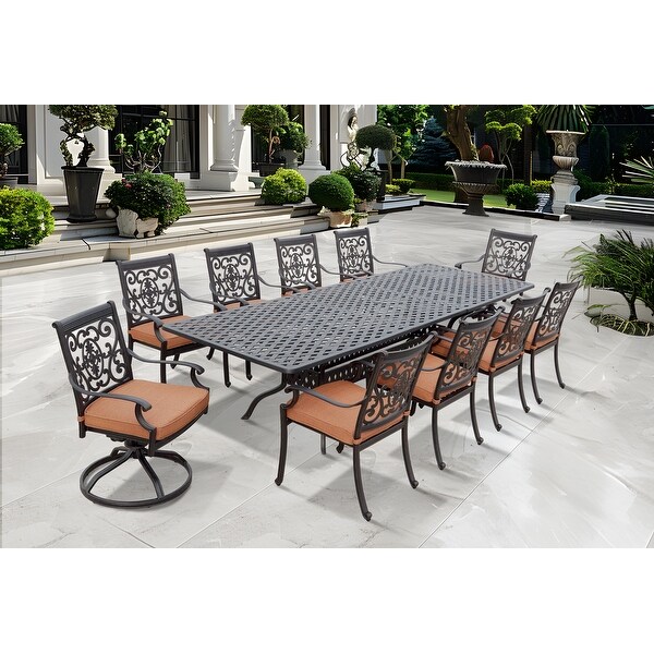 St.Cruz 11Piece Patio Dining Set with 42 x 92 / 42 x 120 Inch Extension Table