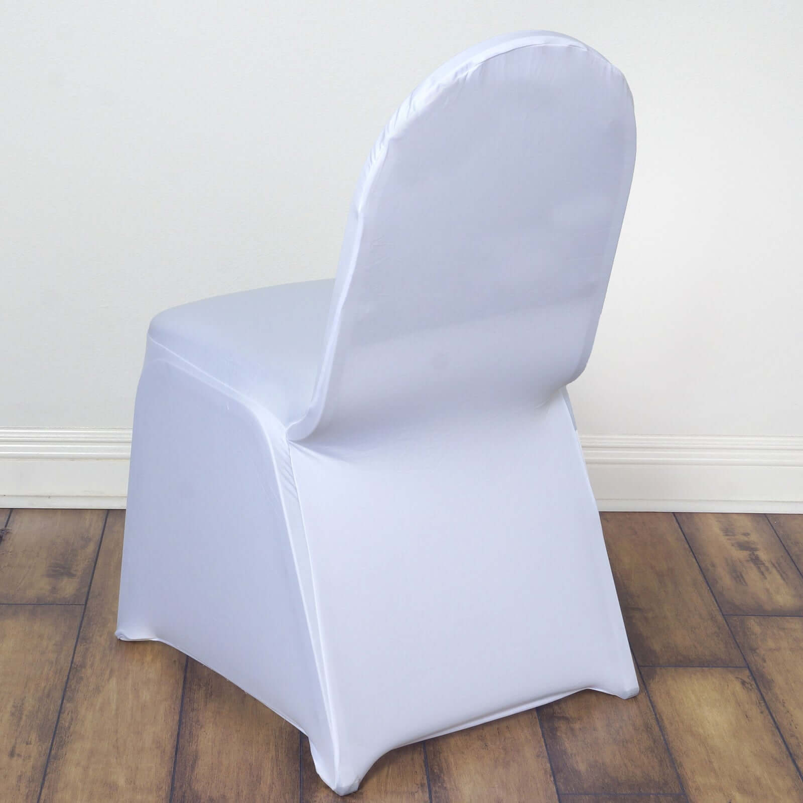 White Spandex Stretch Fitted Banquet Slip On Chair Cover 160 GSM