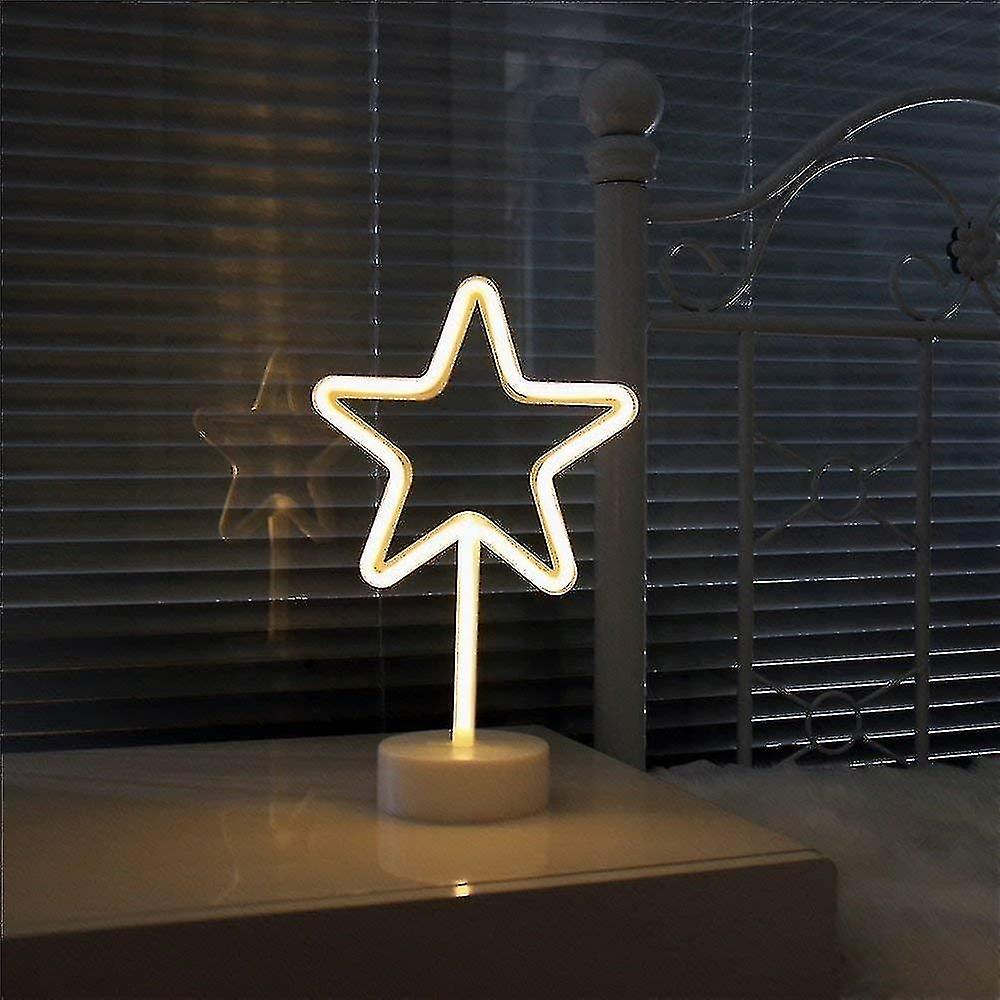 Led Star Neon Light Signs - Warm White Luminous Signs Room Decor Lamp Light Star Sign Shaped Decor L