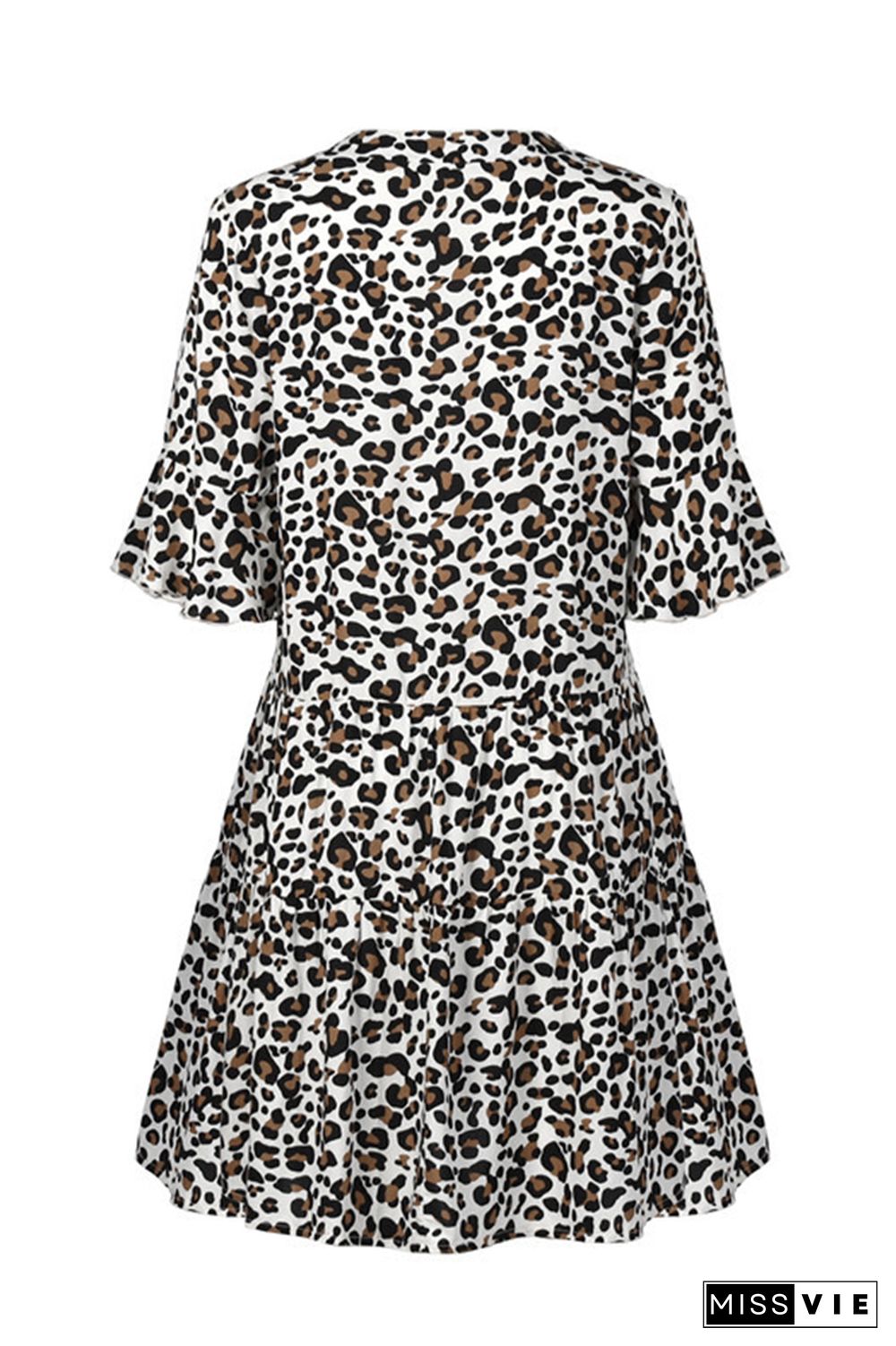 Leopard Print V-neck Stitching Dress Wholesale