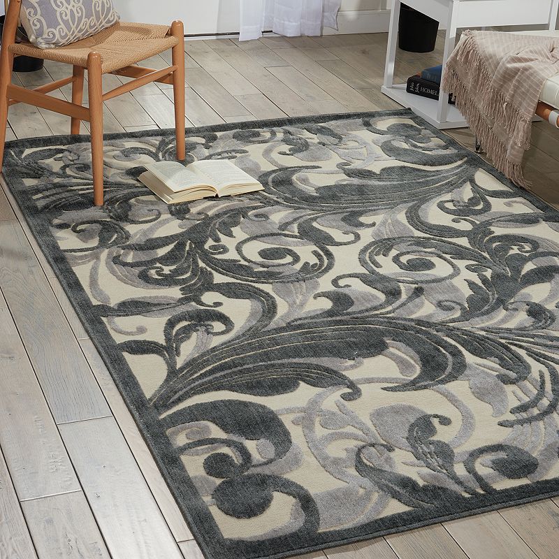 Nourison Graphic Illusions Gray Scroll Rug