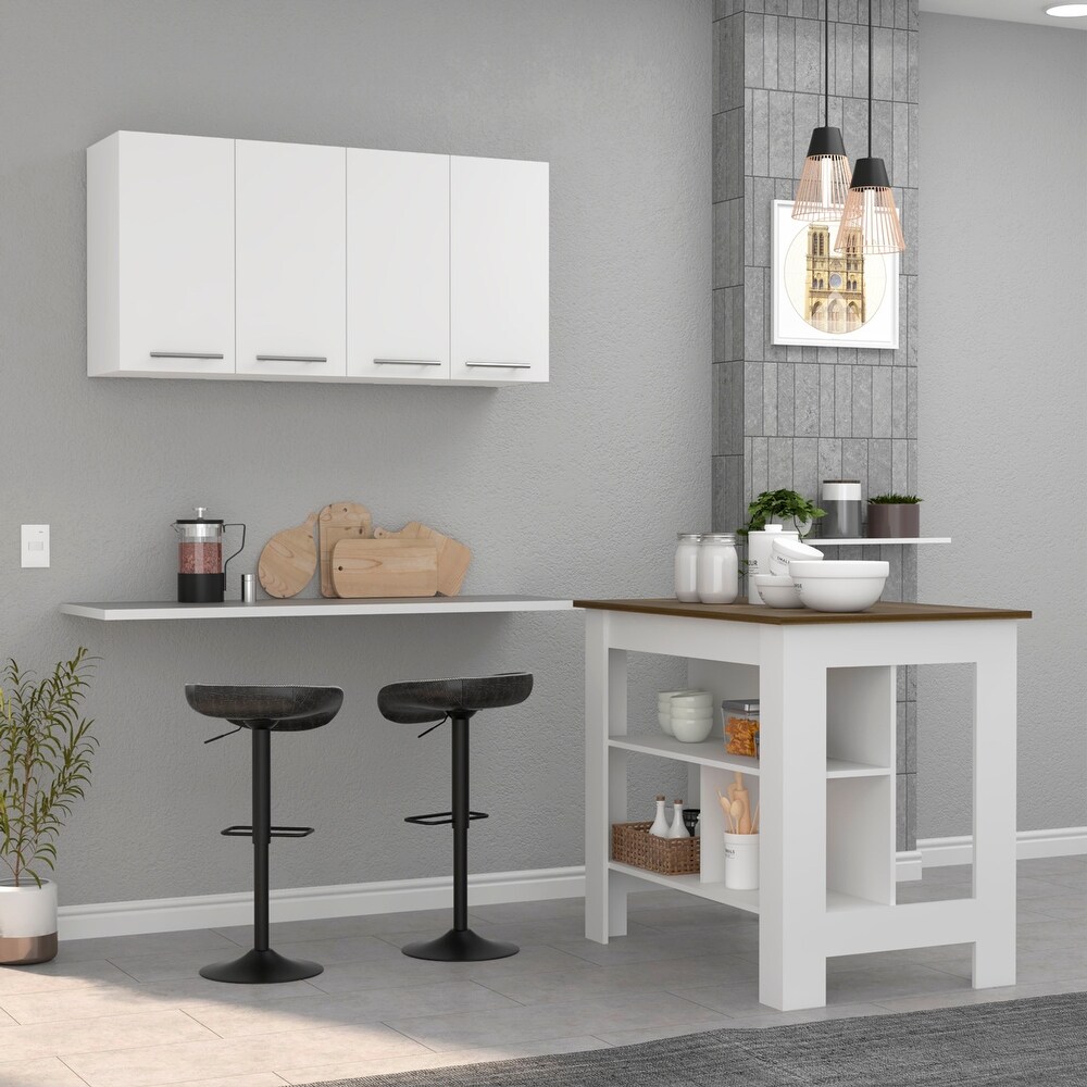 FM Furniture Caledon 2 Piece Kitchen Set  Brooklyn Kitchen Island and Sitka Wall Cabinet