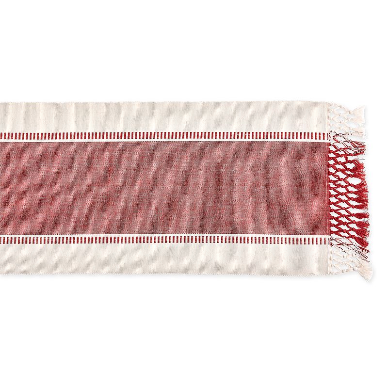 13 x 72 Red and White Dobby Striped Rectangular Table Runner