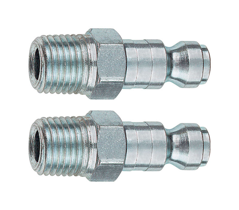 Tru-Flate Steel 1/4 in. T-Style Plug 1/4 in. Male 2 pc