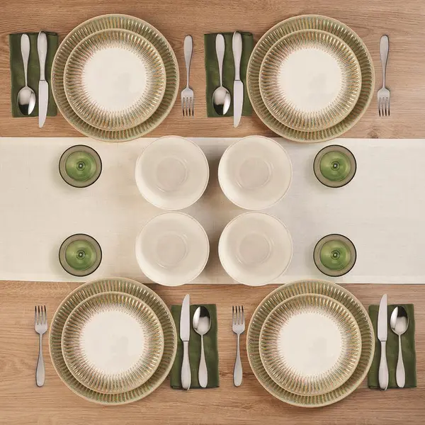 Pfaltzgraff 12-Piece Hensley Green Dinnerware Set