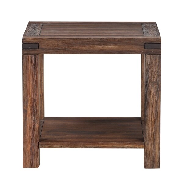 Meadow Solid Wood Rectangular Side Table in Brick Brown