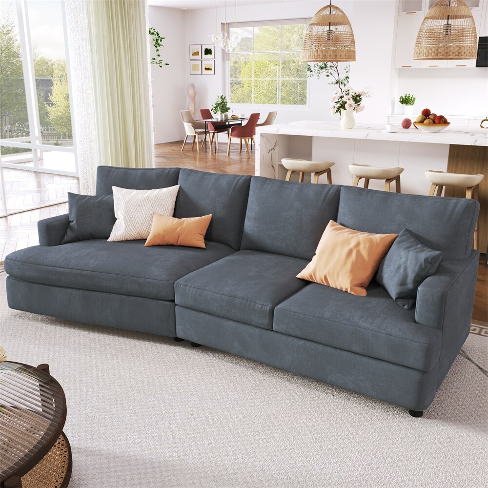 3 Seat Streamlined Sofa with Removable Back and Seat Cushions 2 Pillows