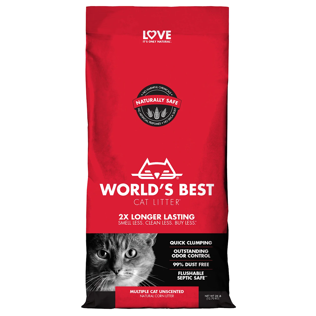 World's Best Original Series Unscented Multi Corn Cat Litter， 28 lbs.