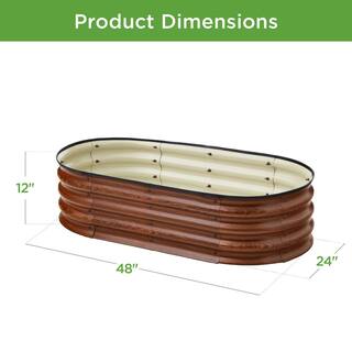 Best Choice Products 4 ft. x 2 ft. x 1 ft. Oval Steel Raised Garden Bed Planter Box for Vegetables Flowers in Wood Grain SKY6600