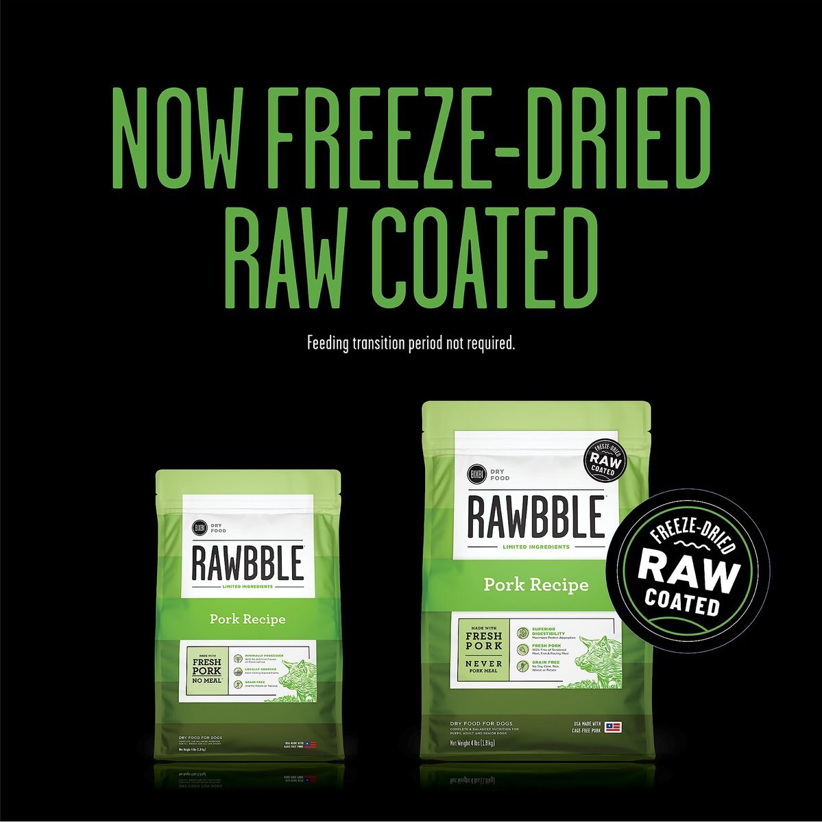 BIXBI RAWBBLE Fresh Pork Recipe Limited Ingredient Grain-Free Dry Dog Food