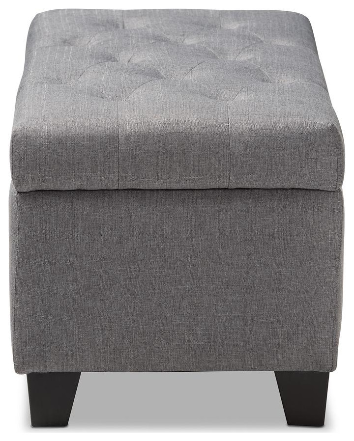 Michaela Modern and Gray Fabric Upholstered Storage Ottoman   Transitional   Footstools And Ottomans   by Ezmod Furniture  Houzz