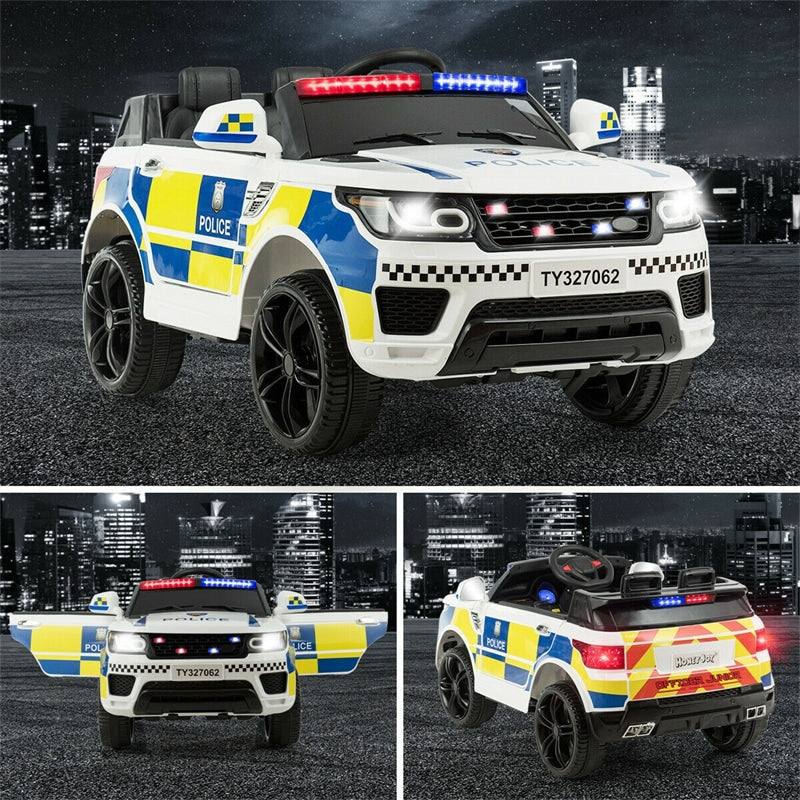 Kids Ride On Police Car 12V Battery Powered Electric Riding Toy Truck Car with LED Siren Flashing Light