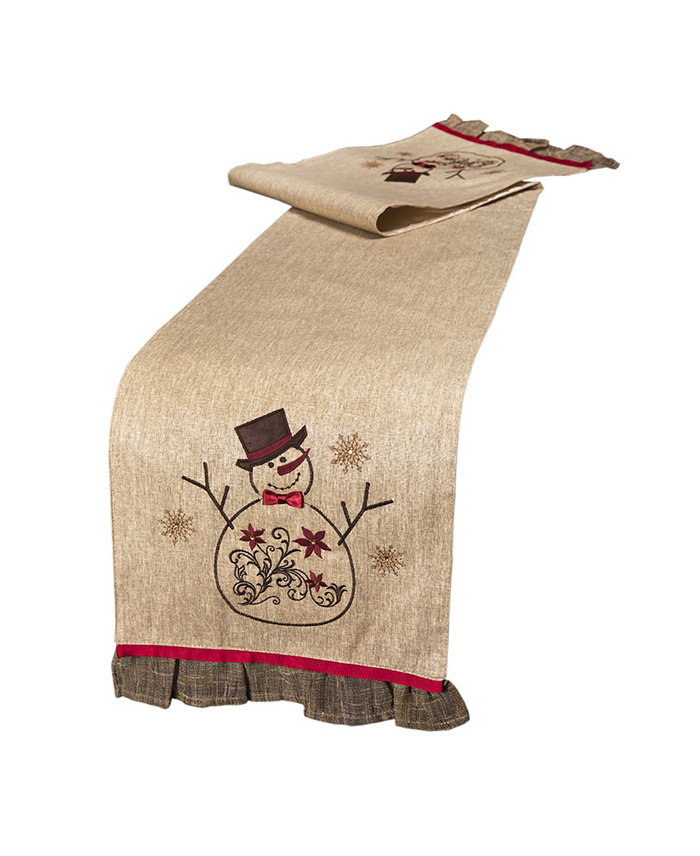 Manor Luxe Snowman Embroidered Collection Table Runner 72 x 13